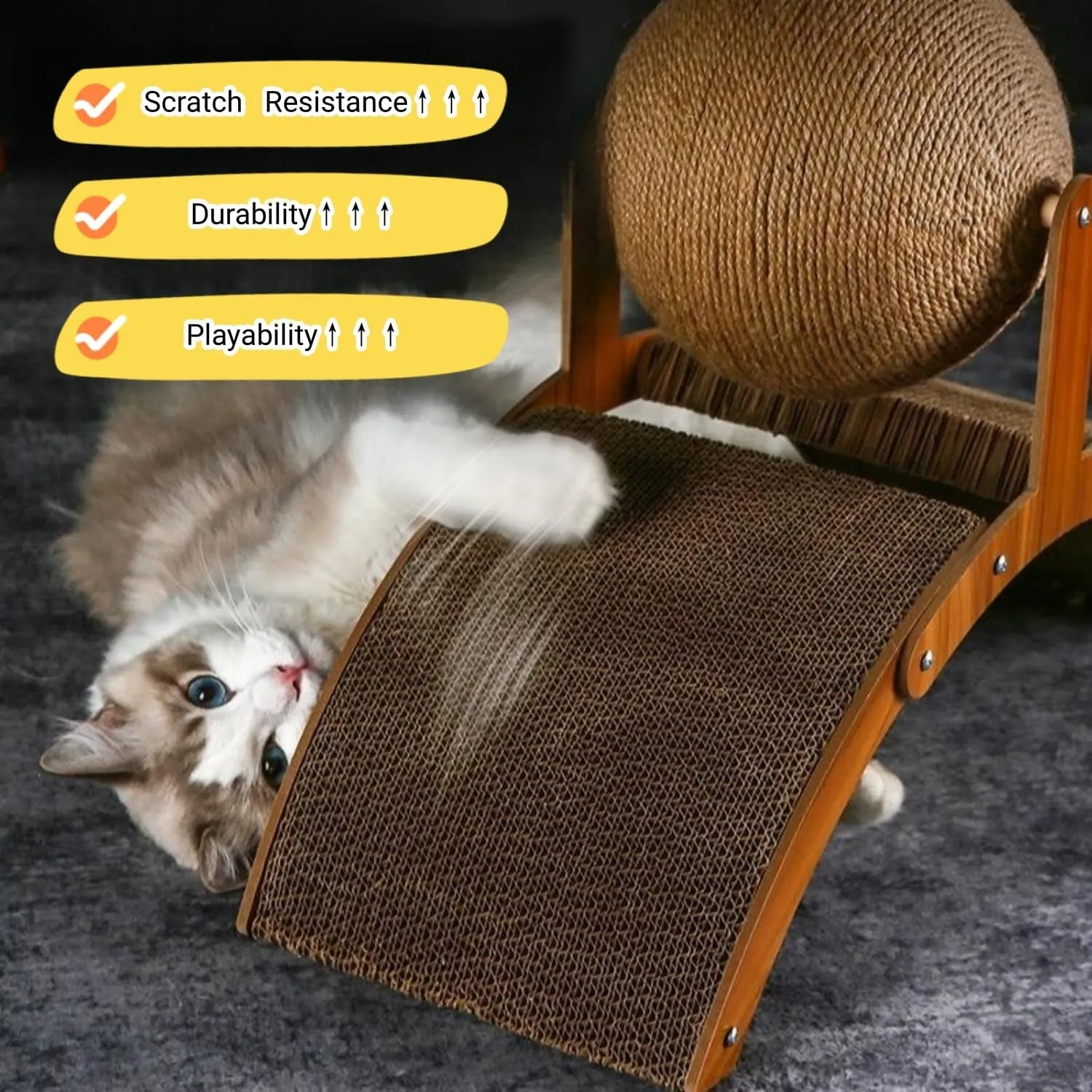 21.6'' Natural Sisal Cat Scratching Board with Ball