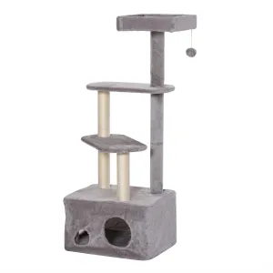 4-Level Cat Tower with Hanging Ball Toys, 125cm - Grey