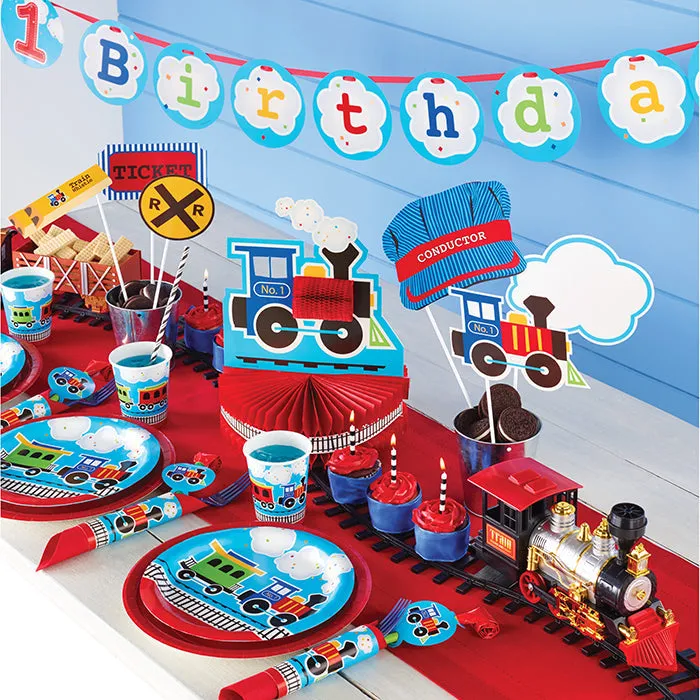 Bulk All Aboard Train Paper Dinner Plates (96 per Case)
