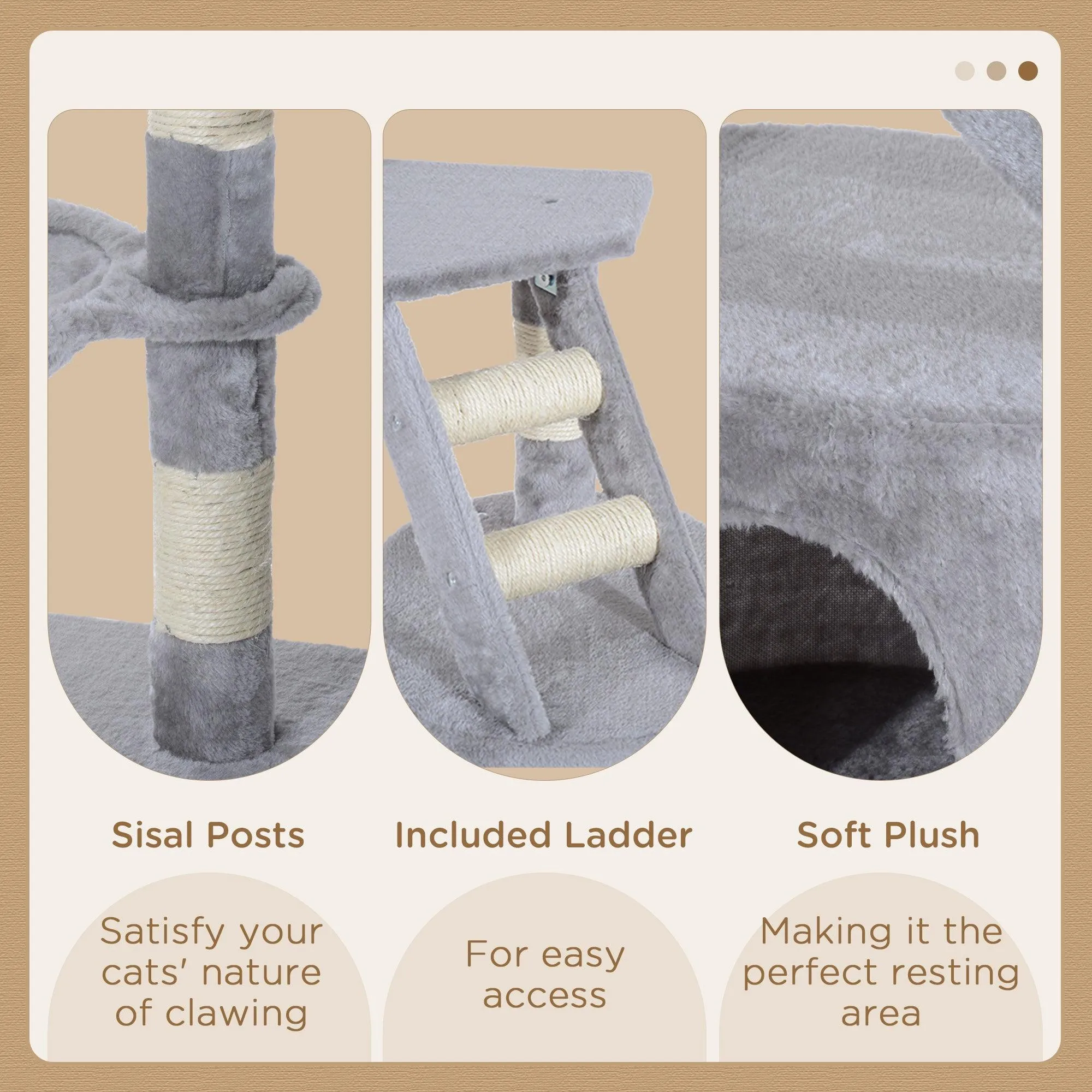 Cat Scratching Post Climbing Tower, 125cm, Grey