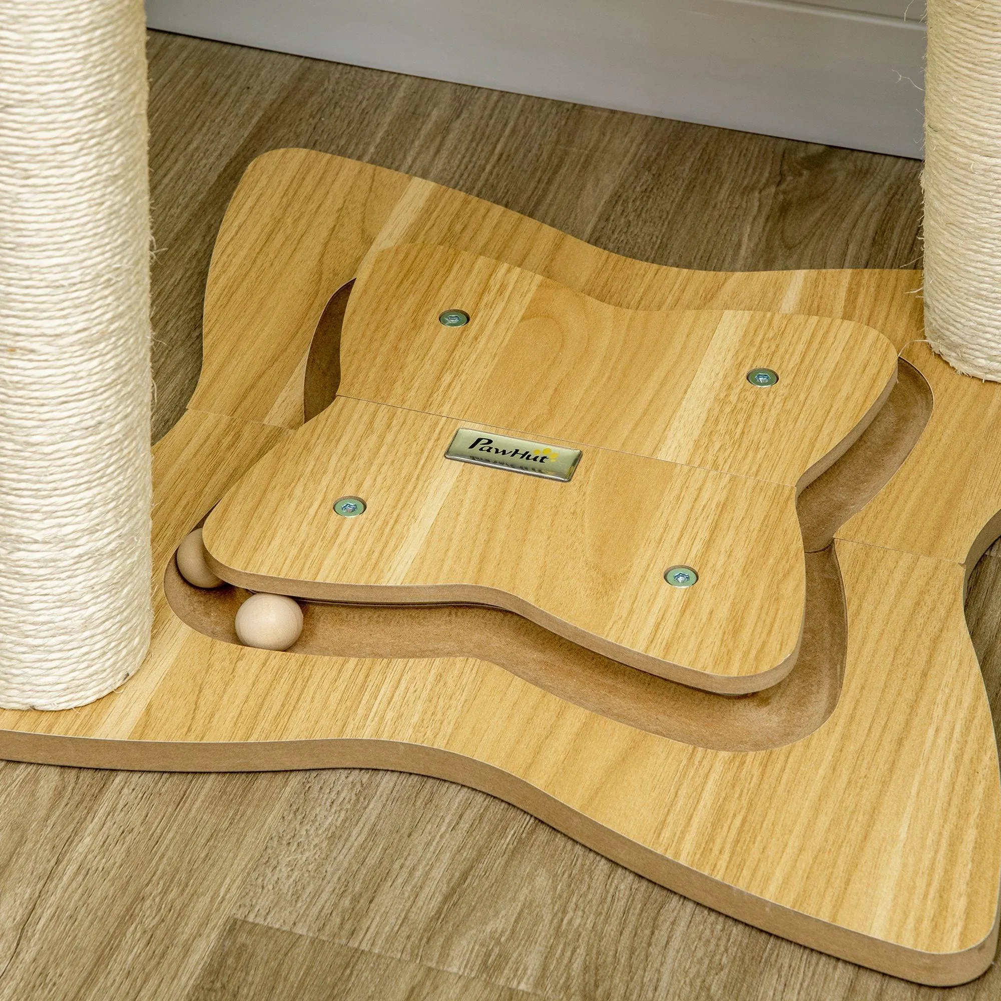Cat Tree Kitten Play Tower with Hammock, 90cm - Beige