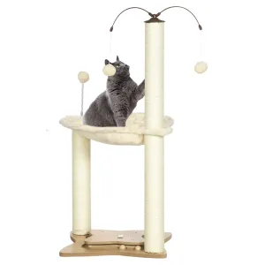 Cat Tree Kitten Play Tower with Hammock, 90cm - Beige