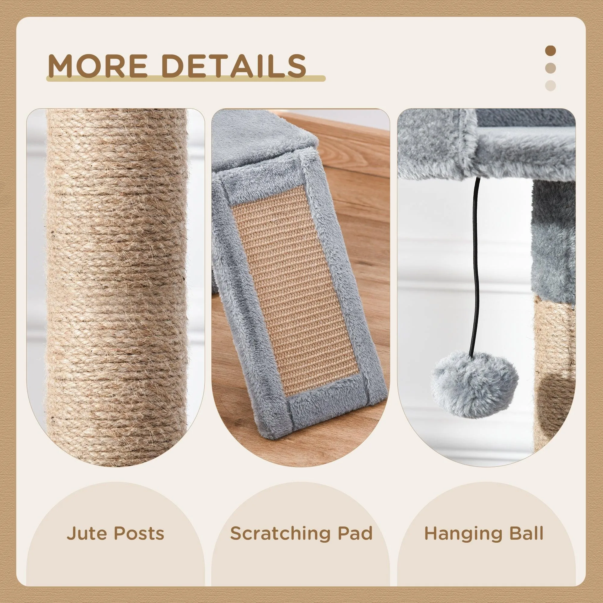 Climbing Activity Centre Cat Tree 142cm w/ Scratchers - Light Grey