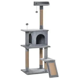 Climbing Activity Centre Cat Tree 142cm w/ Scratchers - Light Grey