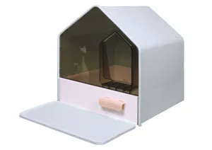 House Shape Hooded Cat Litter Tray with Scoop - Blue