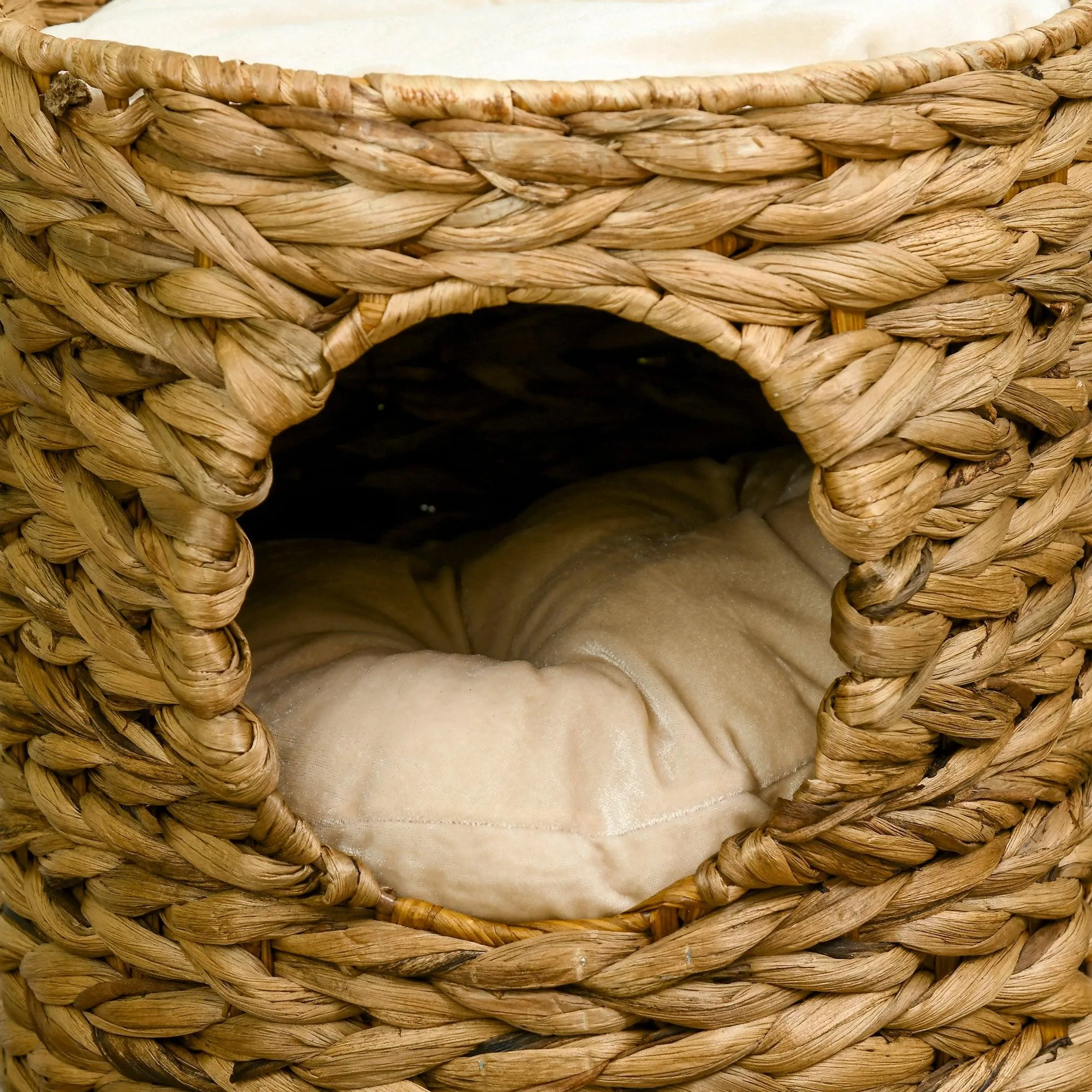 Indoor Cat Barrel Tree with 2 Cat Houses, 47cm - Light Brown