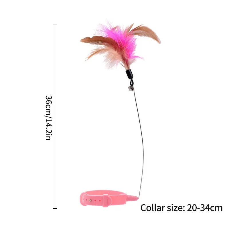 Interactive  Cat Teaser Stick Collar Self-hi Game  Pet Cat Toys