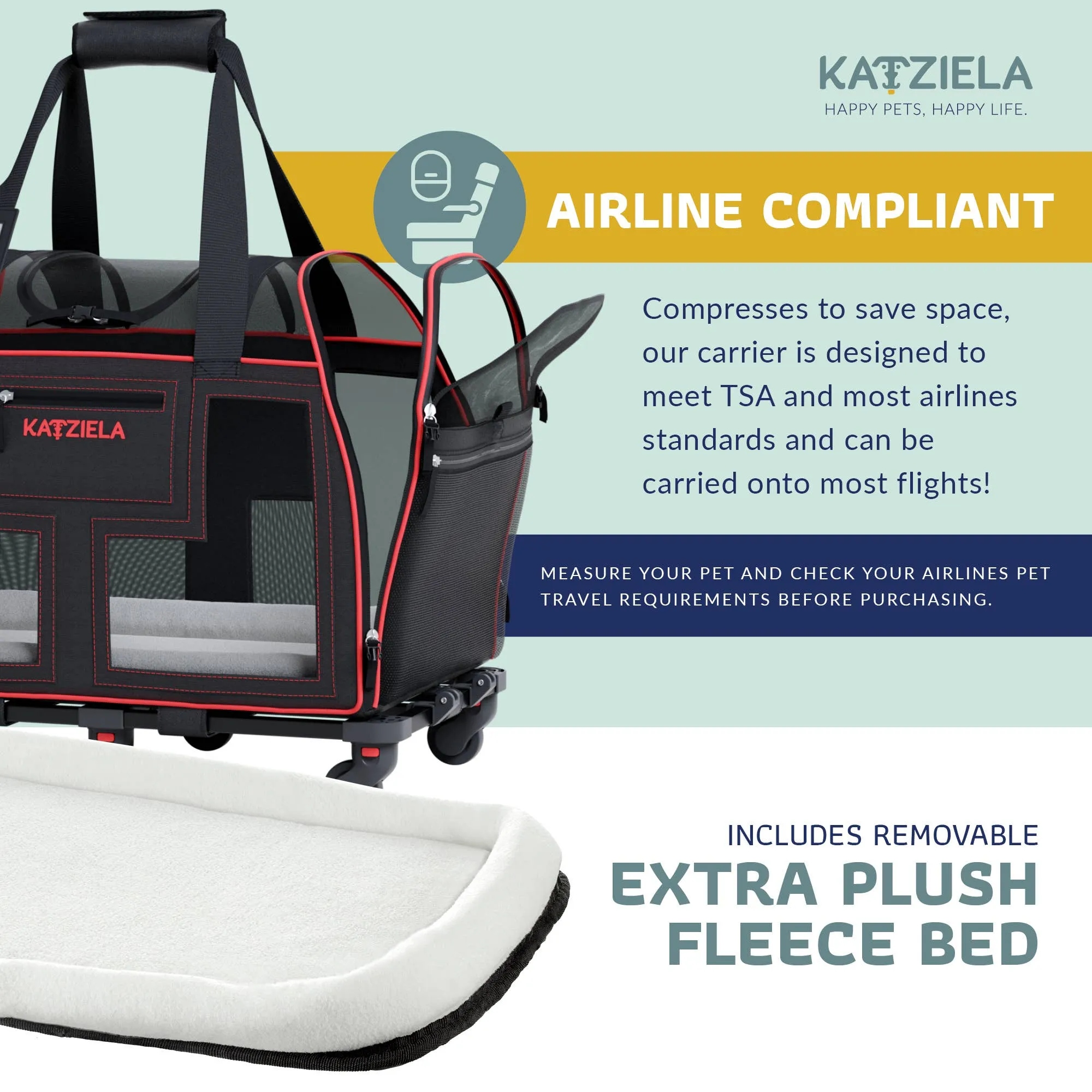 Katziela - Luxury Lorry PRO Pet Carrier with Removable Wheels ligth Gray