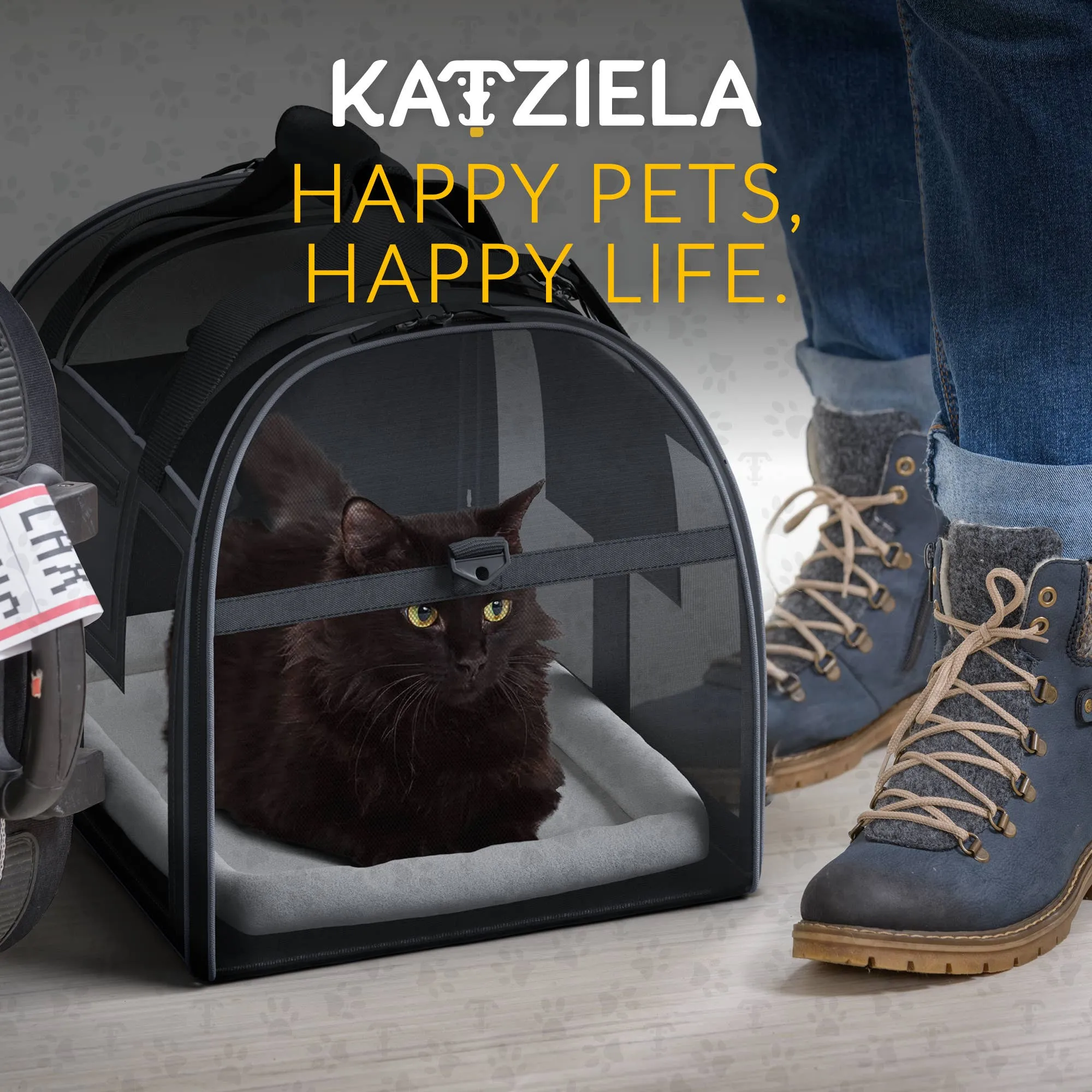Katziela - Luxury Lorry PRO Pet Carrier with Removable Wheels ligth Gray
