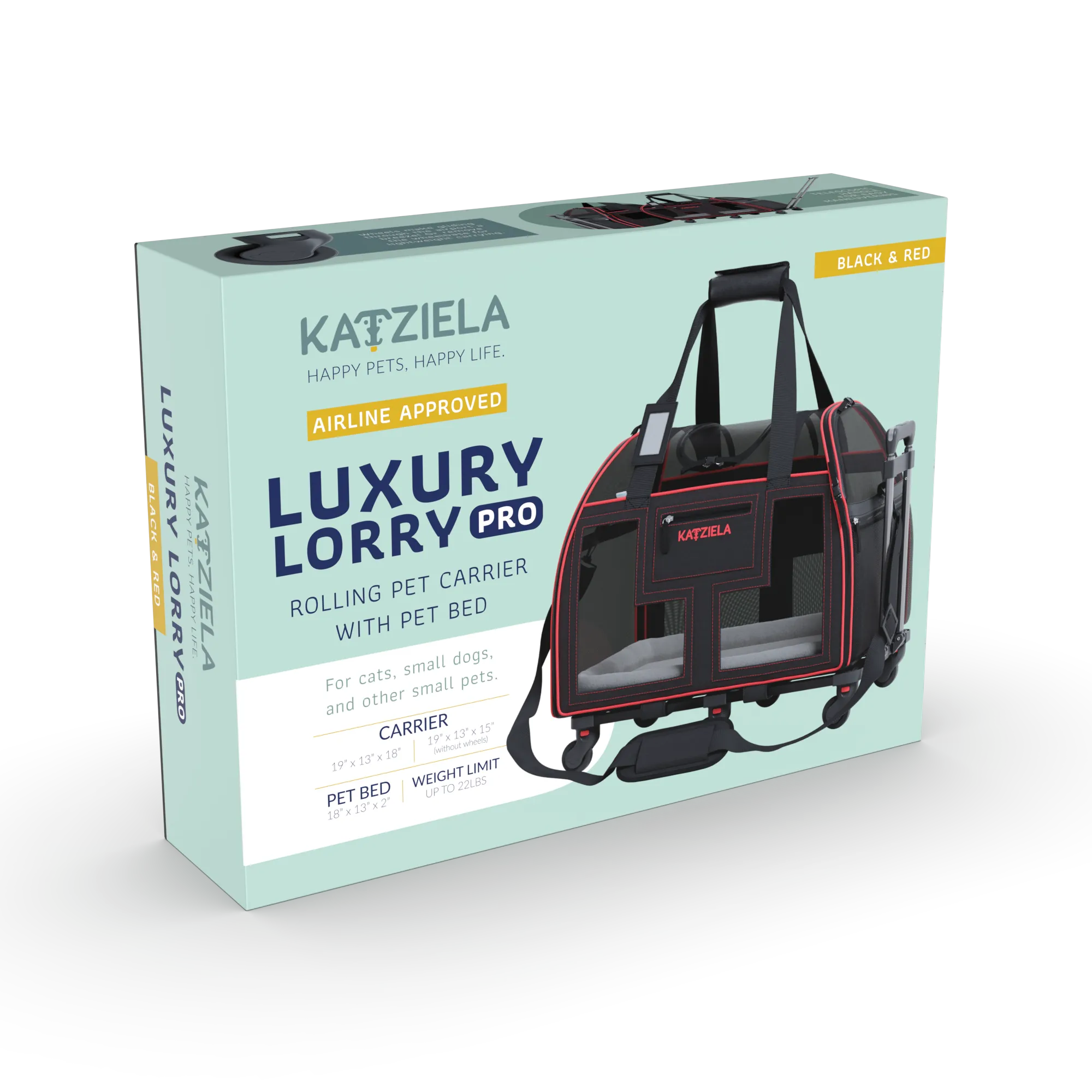 Katziela - Luxury Lorry PRO Pet Carrier with Removable Wheels ligth Gray