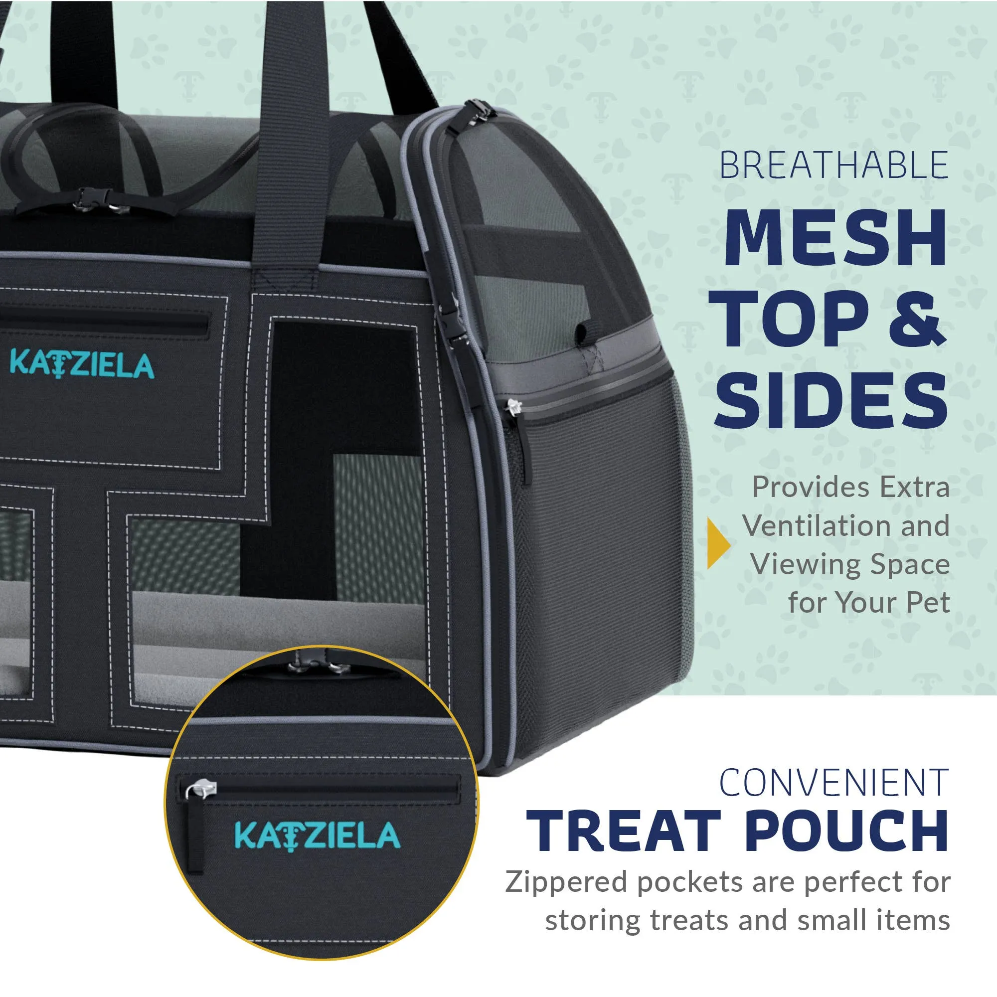 Katziela - Luxury Lorry PRO Pet Carrier with Removable Wheels ligth Gray