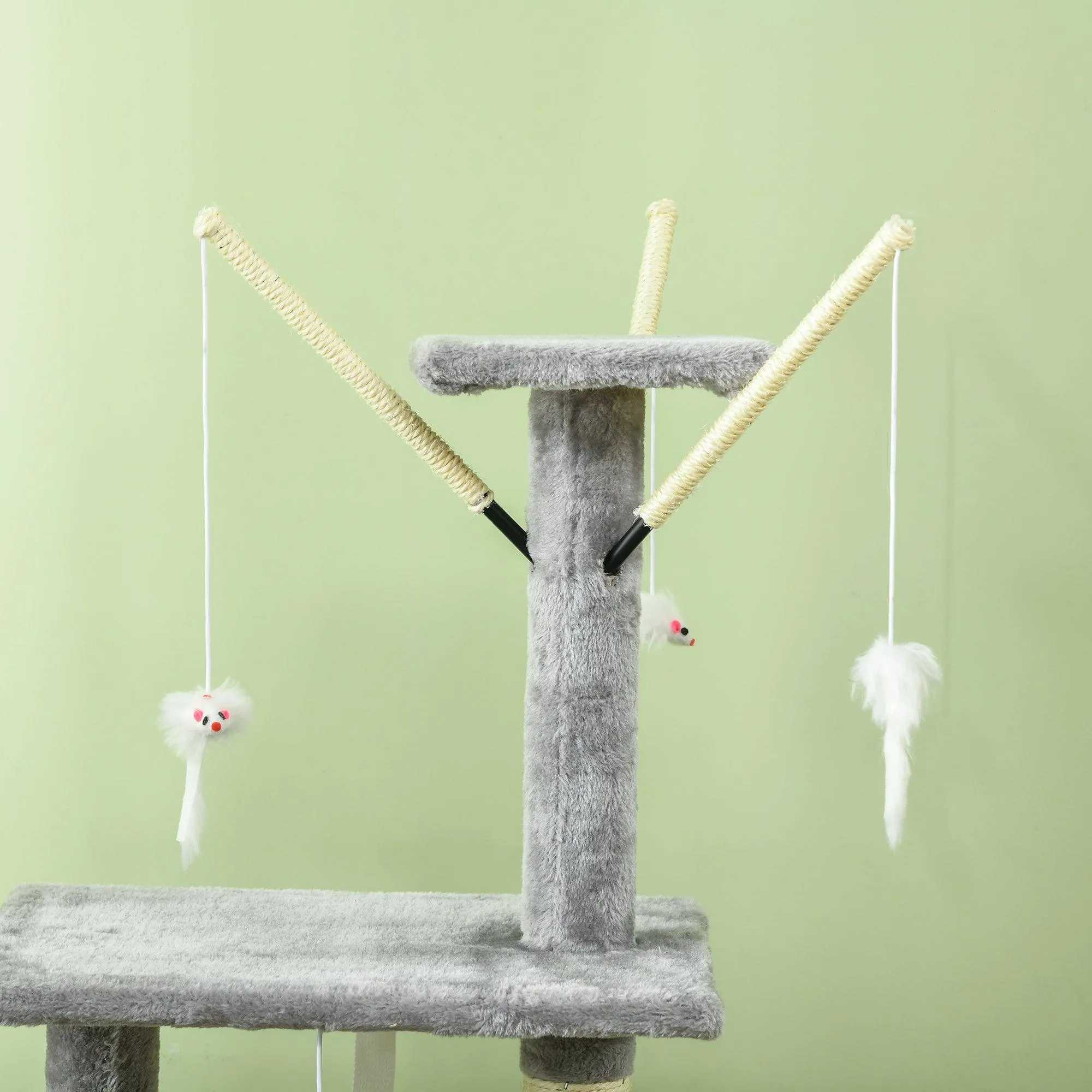 Multi-level Cat Scratching Post Tower with Ladder, 134.2cm - Grey
