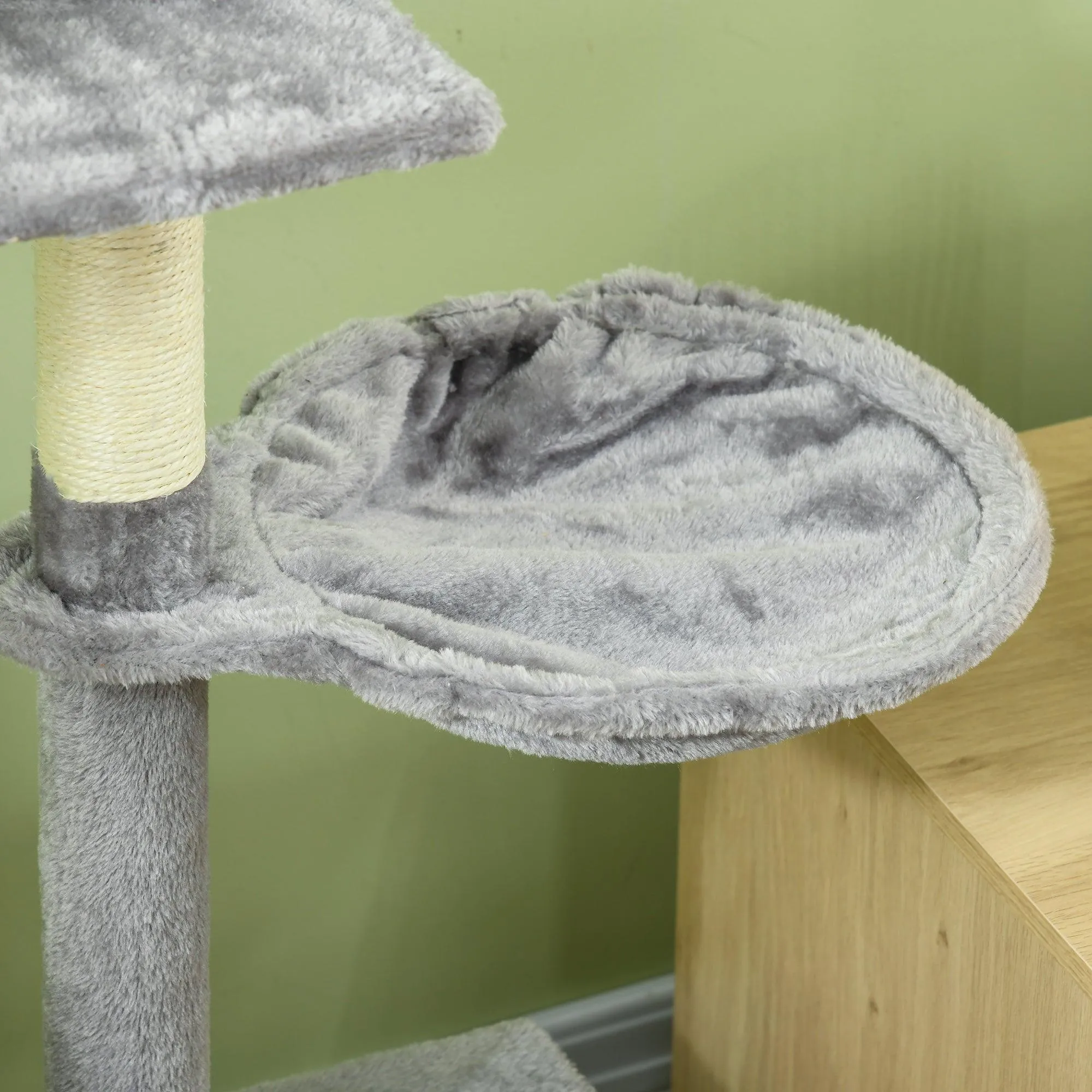 Multi-level Cat Scratching Post Tower with Ladder, 134.2cm - Grey