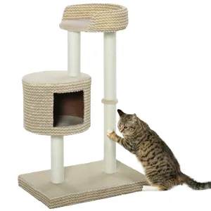 Multi-Level Cat Tower with Jute Scratching Posts, 96cm - Grey