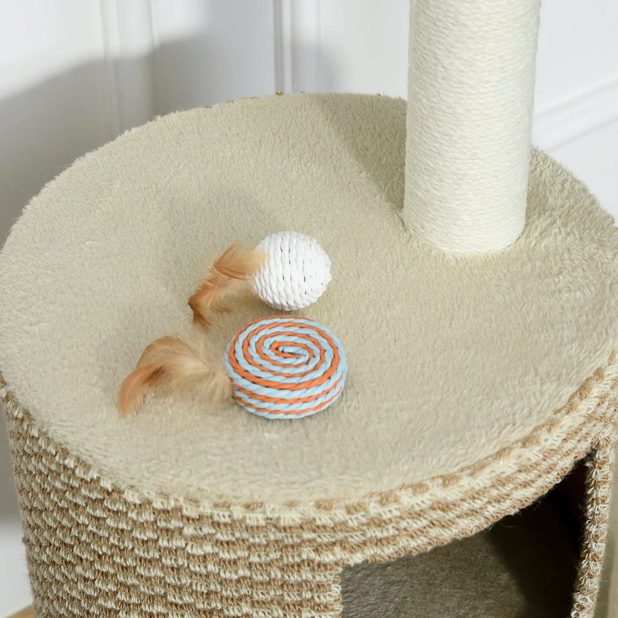 Multi-Level Cat Tower with Jute Scratching Posts, 96cm - Grey