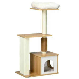 Multi-level Cat Tree w/ Scratchers, Perches, Cat House, 114cm - Oak