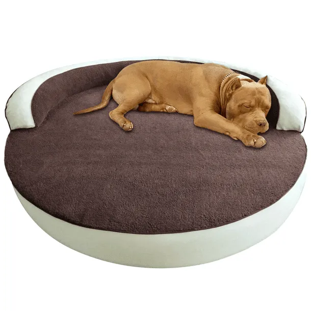 Orthopedic Sherpa Top Bolster Bed | Large Round Dog Bed