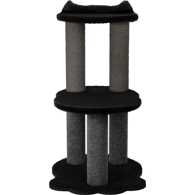 Relaxation Cat Tree - Black Faux Fur