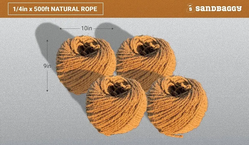 Sisal Rope - 1/4 Inch x 500 Feet [100% Cat Friendly]