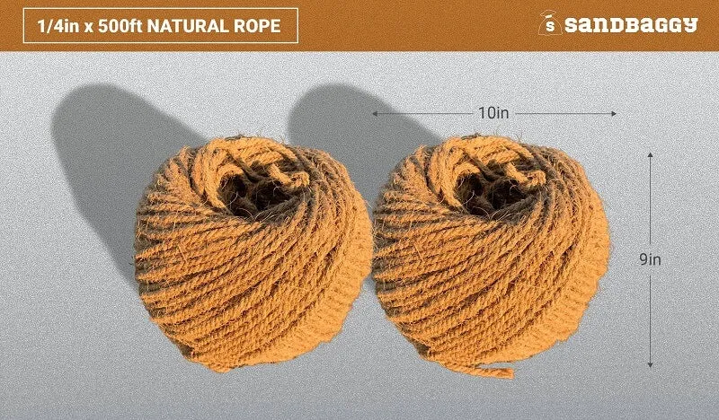 Sisal Rope - 1/4 Inch x 500 Feet [100% Cat Friendly]