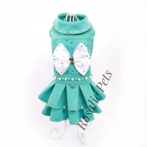 Turquoise dress Mint denim dog jacket