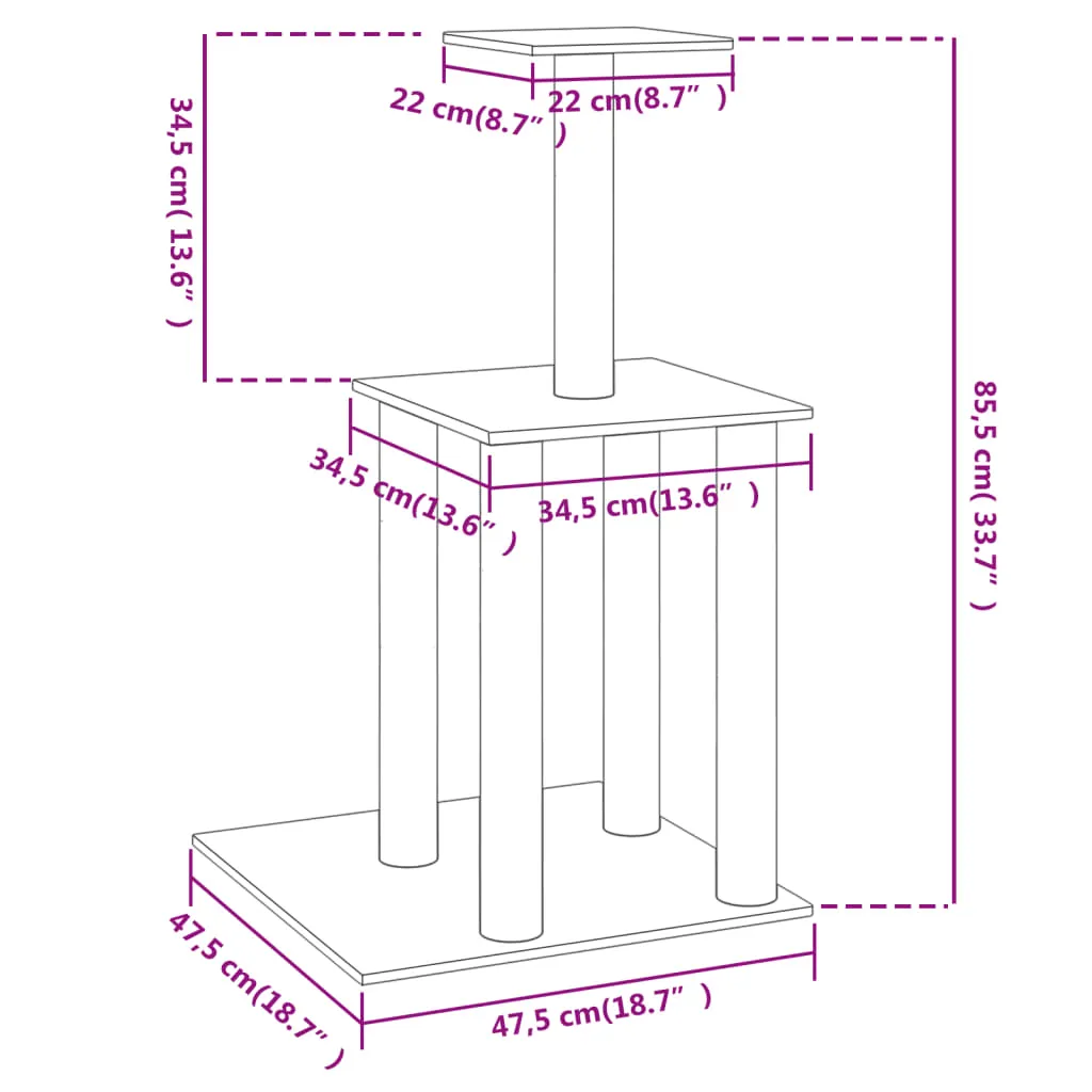 vidaXL Cat Tree with Sisal Scratching Posts Cream 85.5 cm