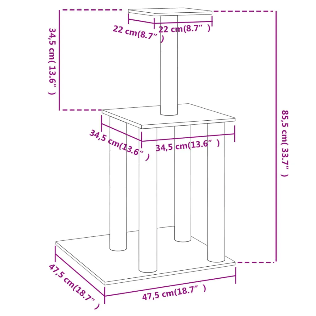 vidaXL Cat Tree with Sisal Scratching Posts Dark Grey 85.5 cm