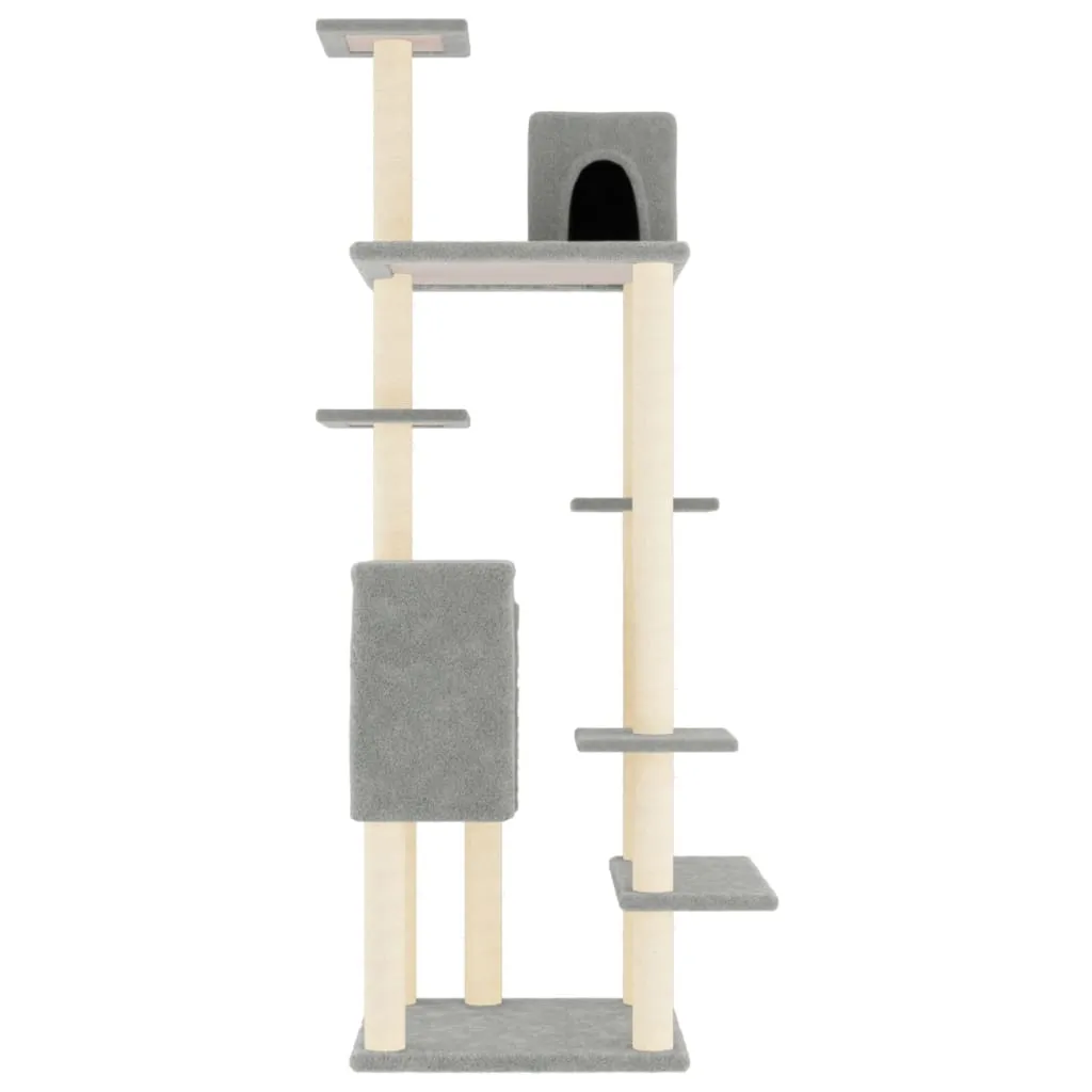 vidaXL Cat Tree with Sisal Scratching Posts Light Grey 154 cm