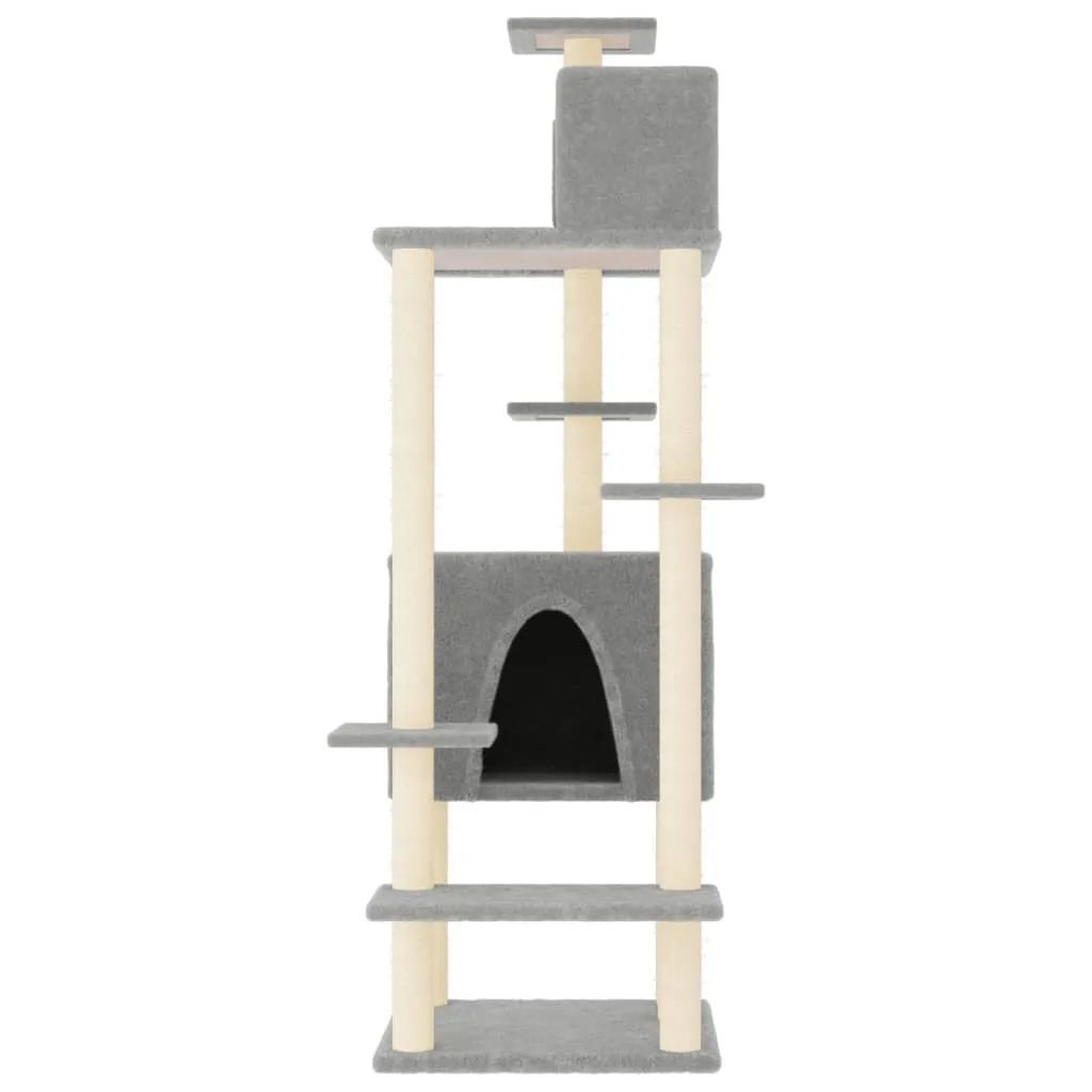 vidaXL Cat Tree with Sisal Scratching Posts Light Grey 154 cm