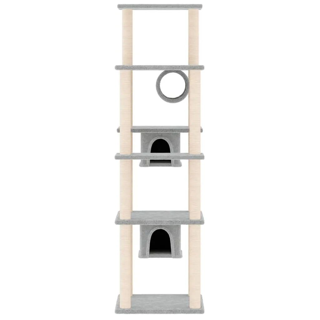 vidaXL Cat Tree with Sisal Scratching Posts Light Grey 169 cm
