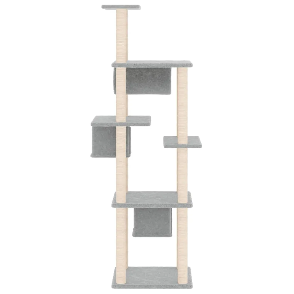 vidaXL Cat Tree with Sisal Scratching Posts Light Grey 169 cm