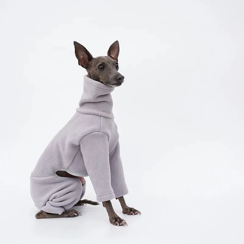 Warm Dog Clothes Whippet Greyhound Clothes Winter Warm Double Sided Polar Fleece Four-legged Dog Jacket High Collar Winter Clothes